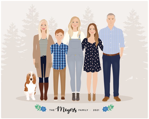 Custom Family Portrait Personalized Family Picture Picture From Photo