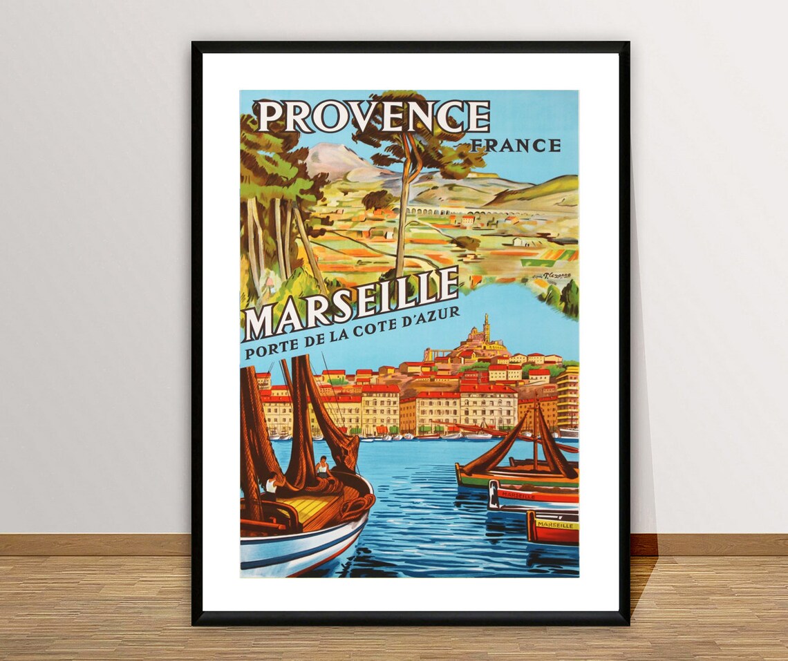 Marseille Provence France Vintage Riviera Harbor Travel Poster - Image 3