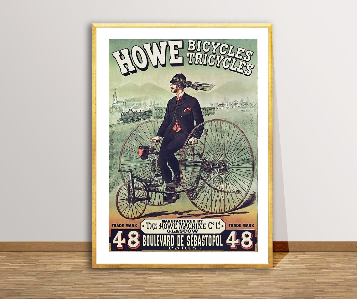 Howe Vintage Bicycles and Tricycles Retro Poster