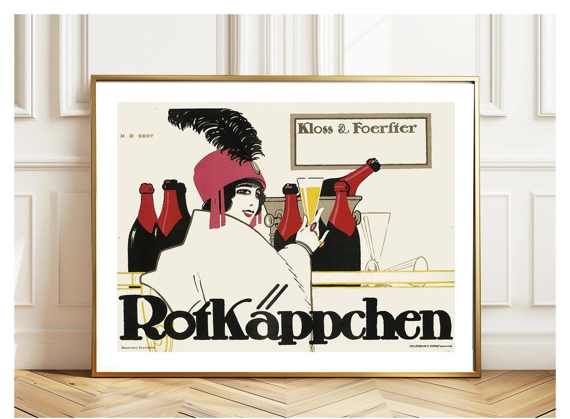 Rotkappchen Sparkling Wine Flapper Lady Art Deco Vintage Ad Poster - Image 2