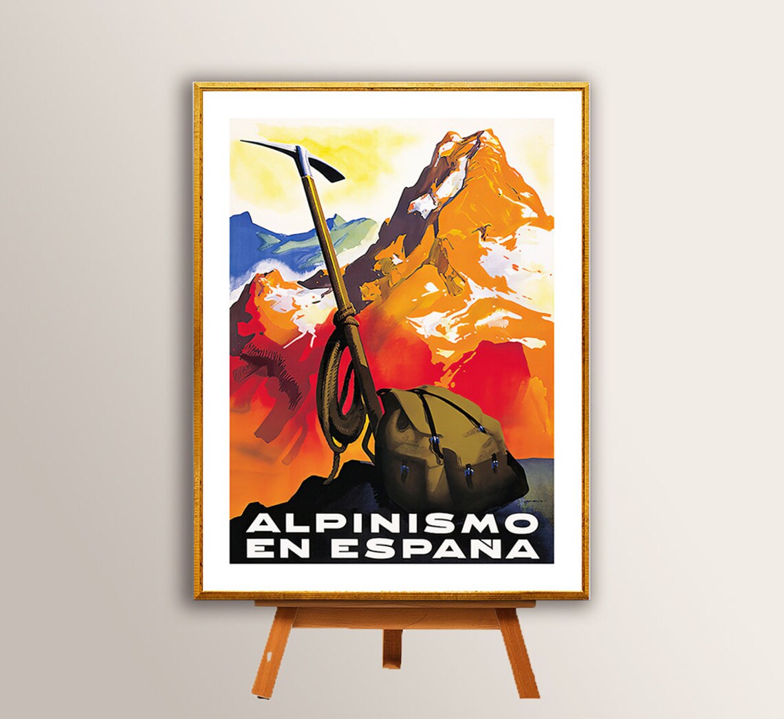 Alpinismo en España Spanish Mountaineering Vintage Sports Poster