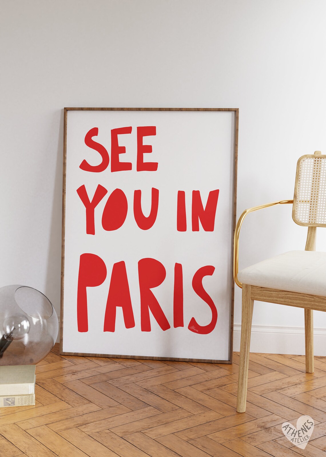 Paris French Bulldog with Red Bow Coquette Style Dog Wall Art