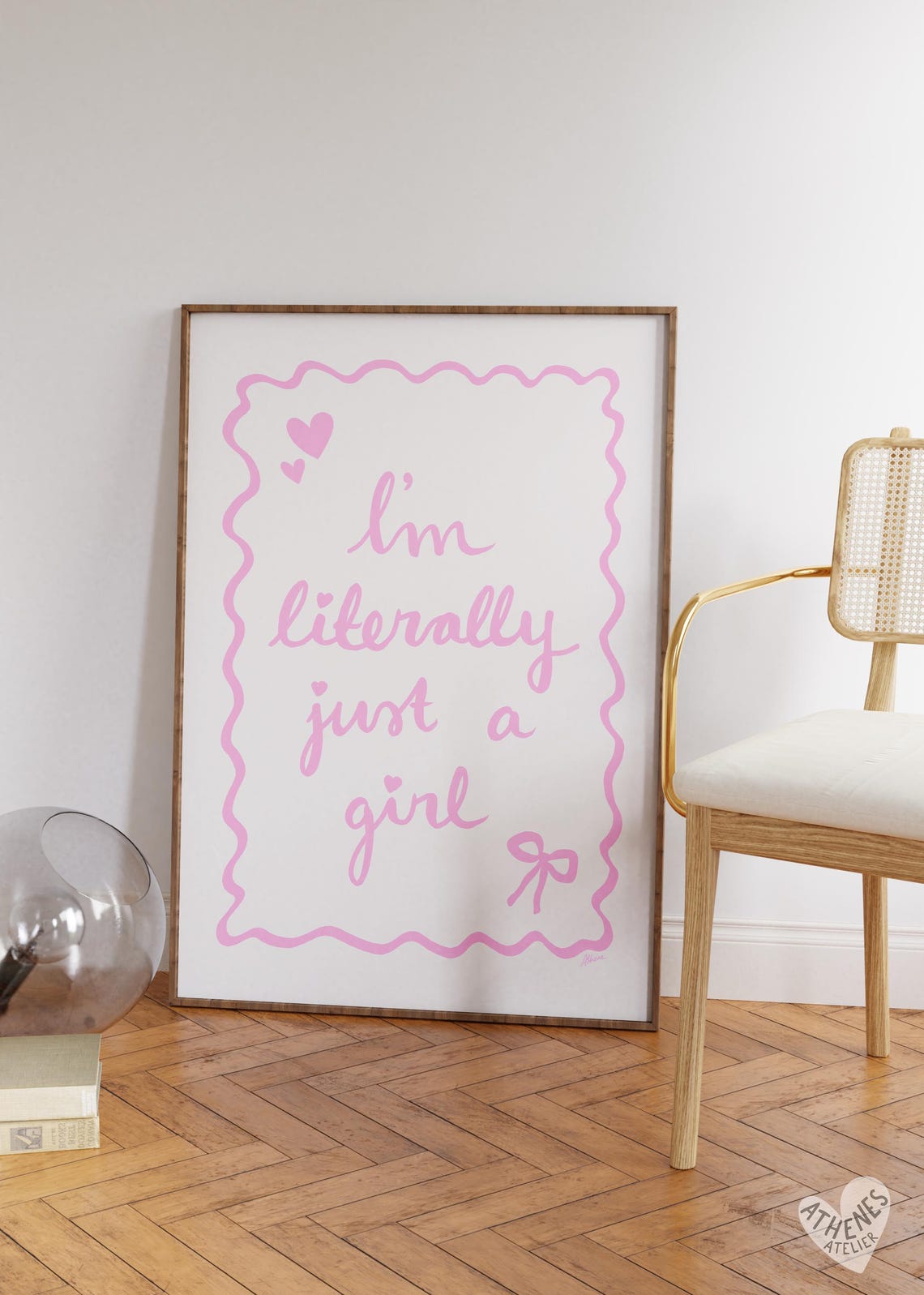 I'm Literally Just a Girl Pink Script Typography Decor Poster