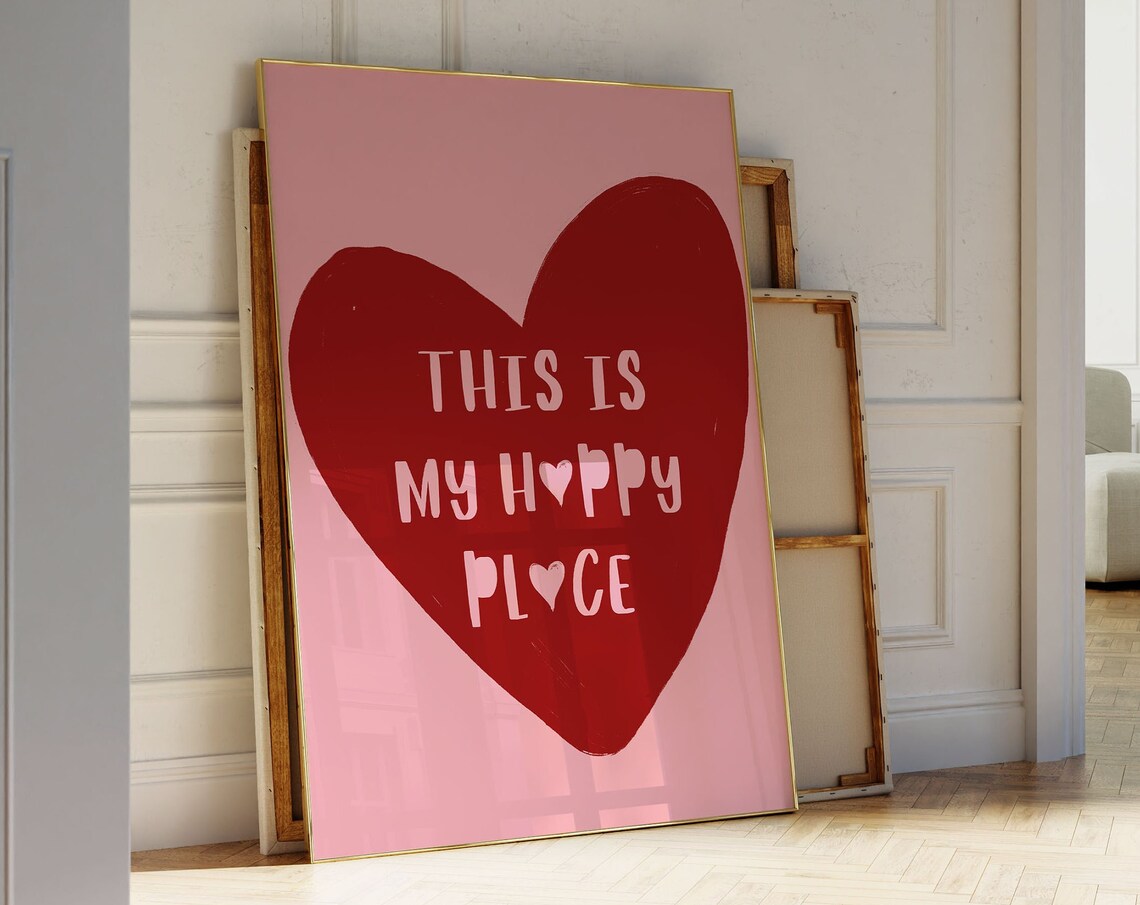 This Is My Happy Place Red Minimalist Poster Print - Image 4