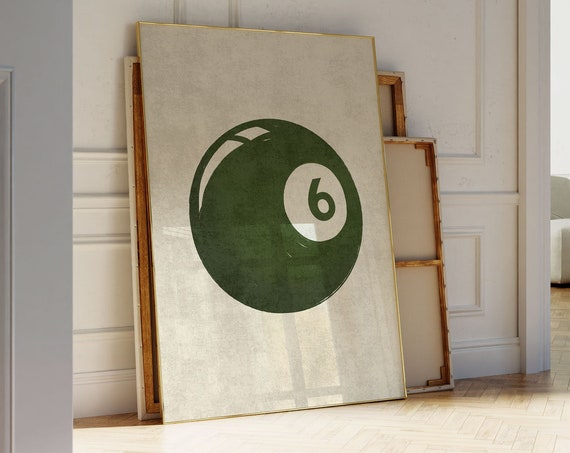 Trendy 8 Ball Print Vintage Pool Ball Poster Bar Cart Decor Pool Ball Poster Trendy Wall Art Aesthetic Wall Art 8 Ball