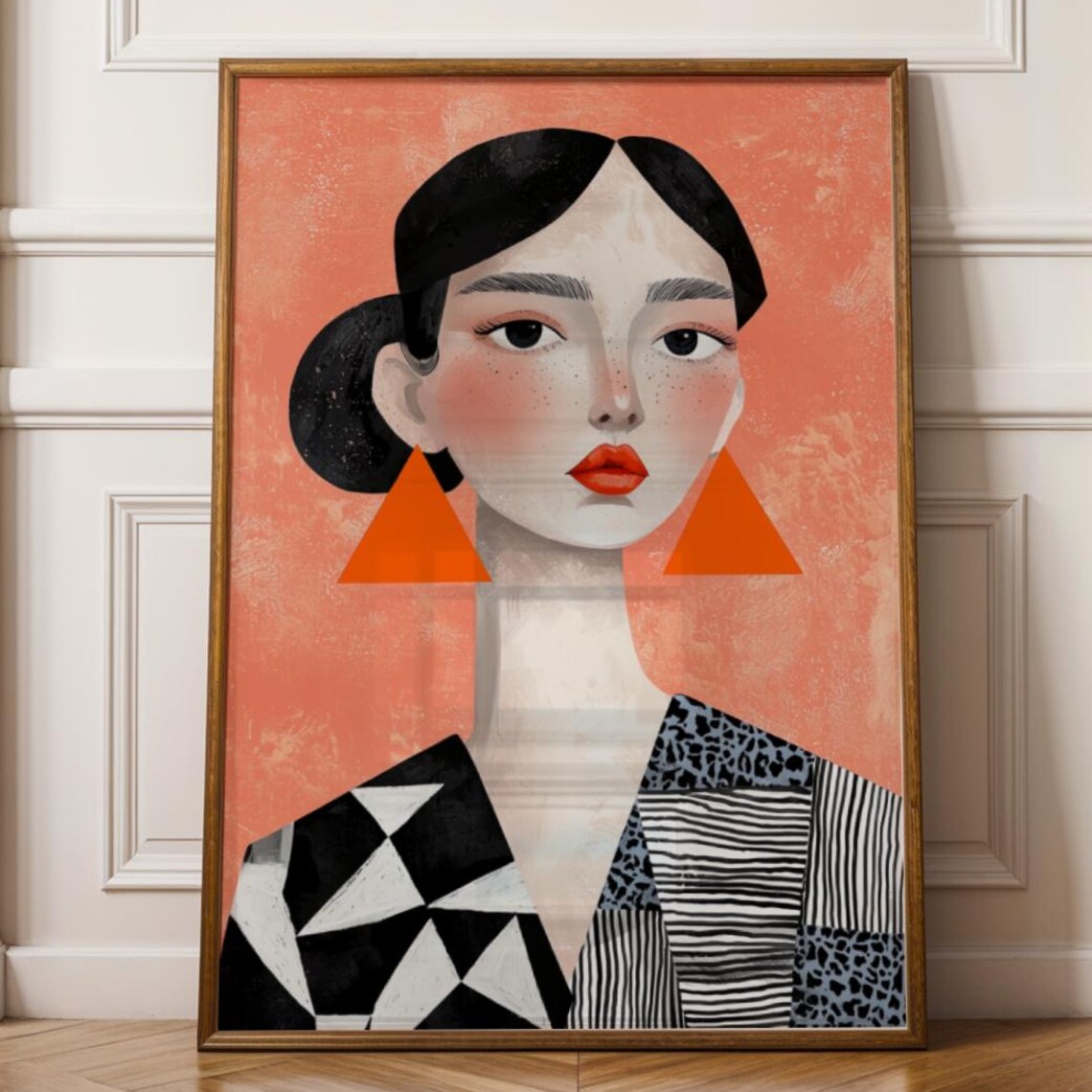 Abstract Afro Woman Art Print Modern Living Room Decor