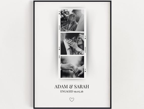 Personalised Engagement Photo Print Wall Art Wedding Gift Custom With