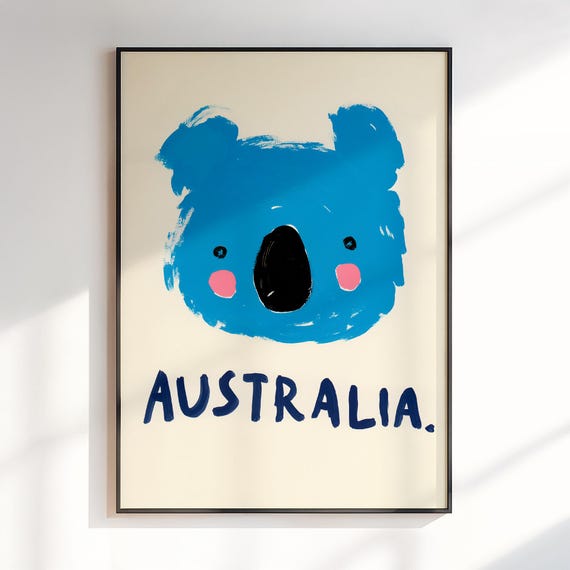 Australia City Wall Art Maximalist Print Colourful Preppy Pink Trendy Busy