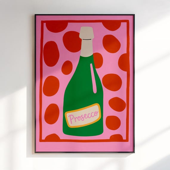 Prosecco Poster Kitchen Wall Art Funny Cocktails Print Drinks Decor For Dining Room Or Chef Gift Colorful Artwork
