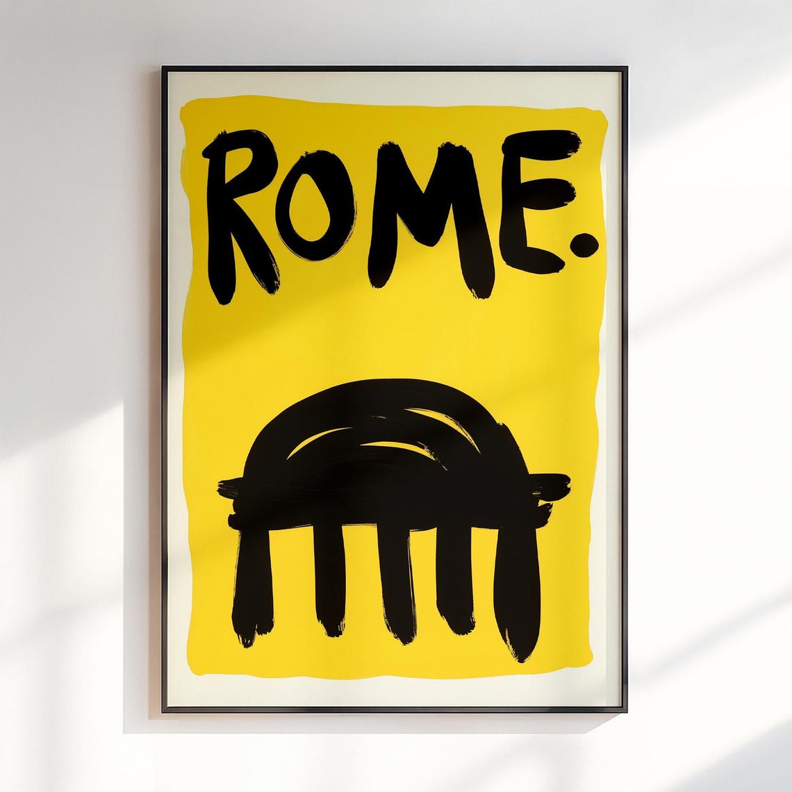 Rome Colosseum Doodle Bold Yellow Pop Art City Travel Poster