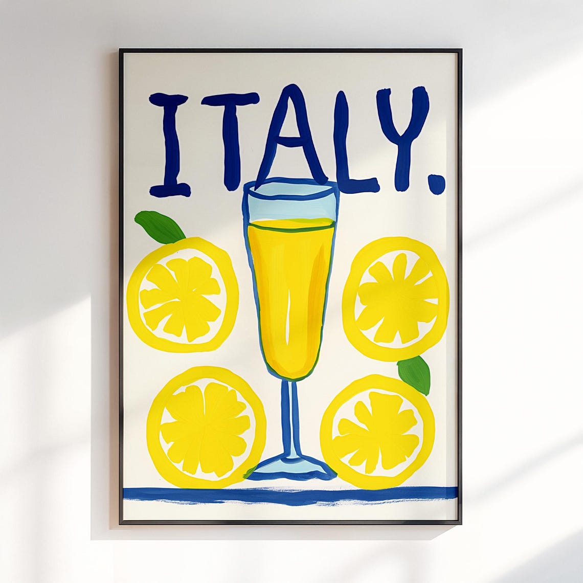 Italian Lemon Spritz Cocktail Bright Colorful Preppy Wall Poster