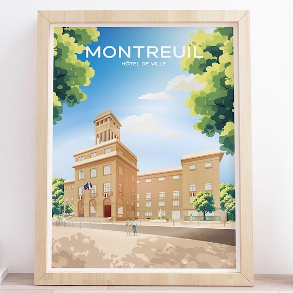Montreuil Hotel de Ville Modern French City Hall Travel Poster