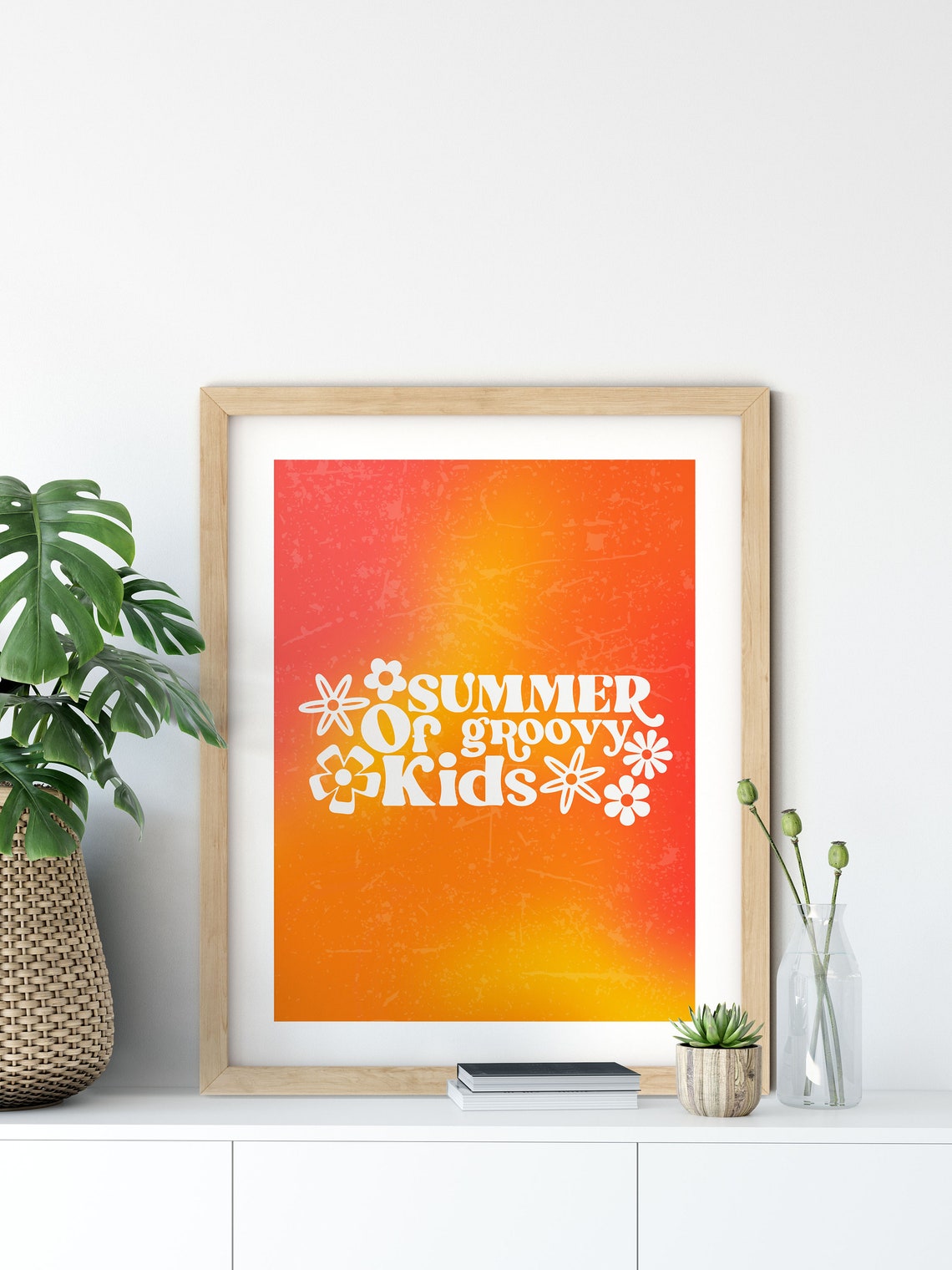 Summer of Groovy Kids Orange Daisy Retro Fun Quote Wall Poster - Image 9