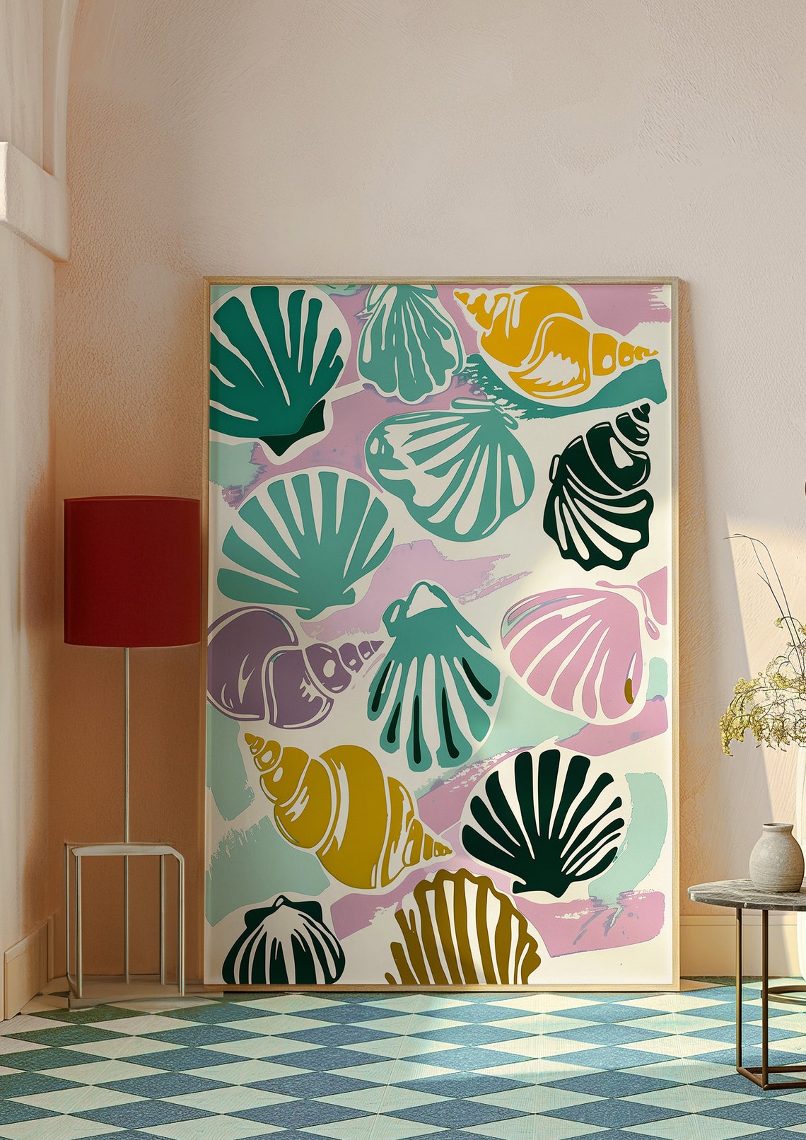 Colorful Seashell Art Print Vibrant Beach Themed Abstract High Resolution Jpg Coastal Wall Decor - Image 7