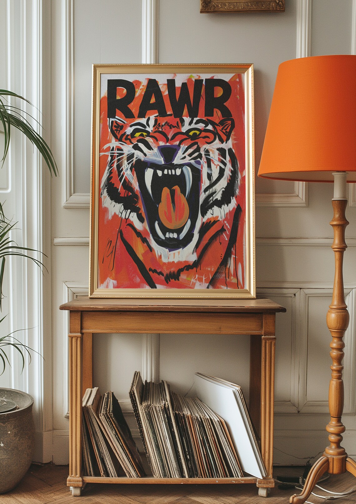 Rawr Tiger Face Fiery Red Graffiti Pop Art Funny Animal Poster - Image 4