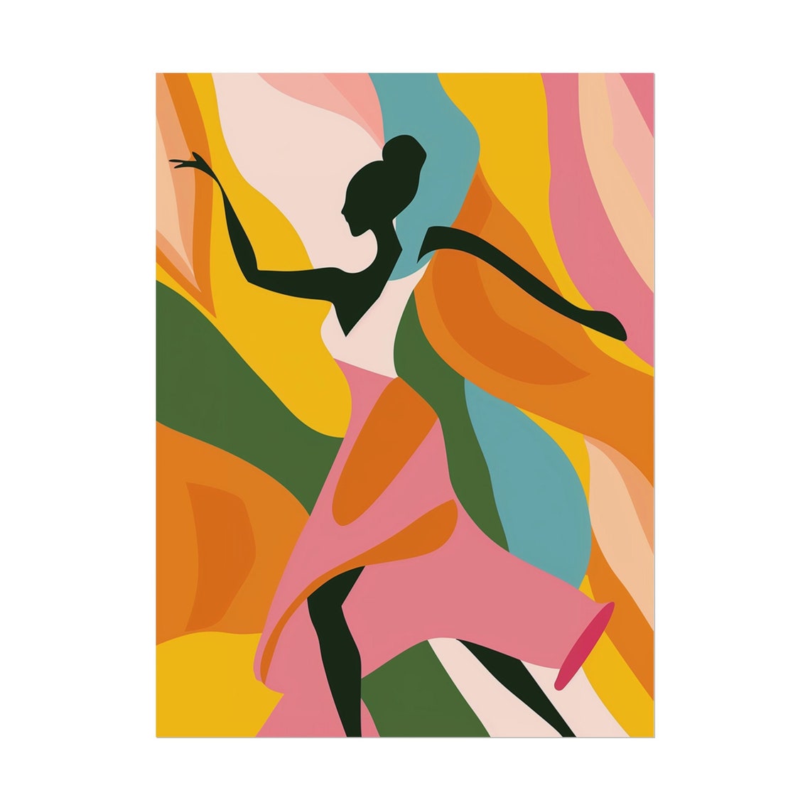 Vibrant Dancing Figure Silhouette Rainbow Flow Modern Poster - Image 6