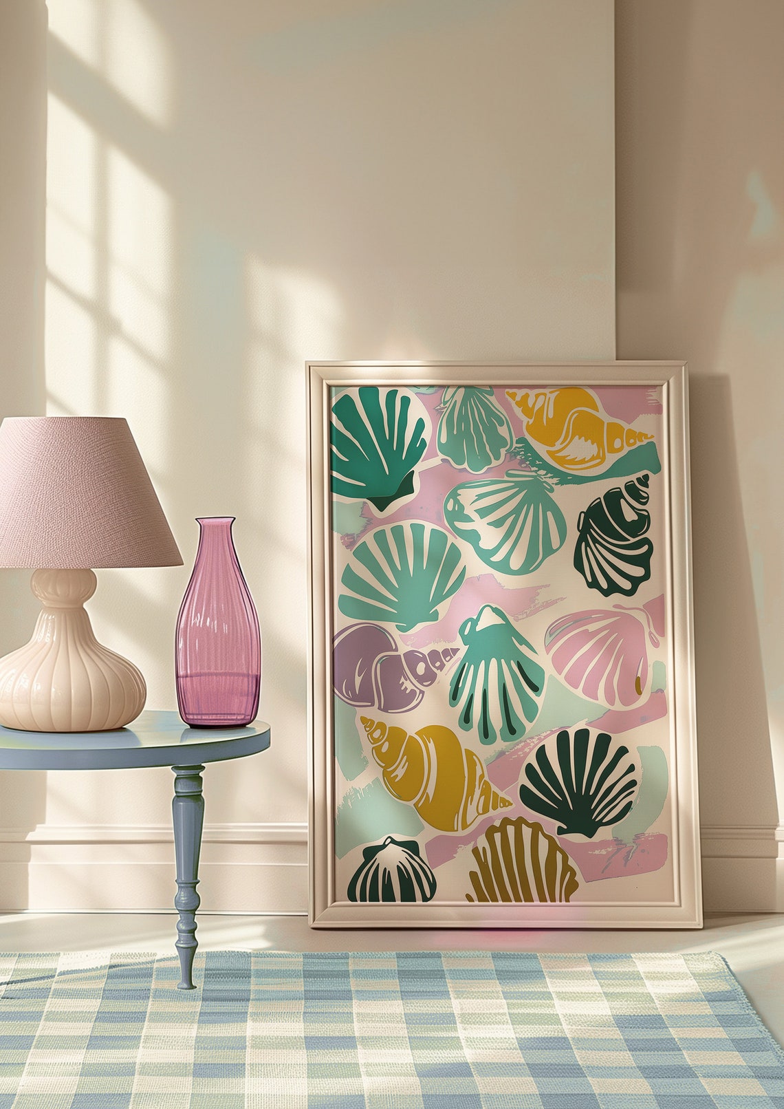 Pastel Seashell Pattern Scallop Shells Beachy Coastal Art Print - Image 9