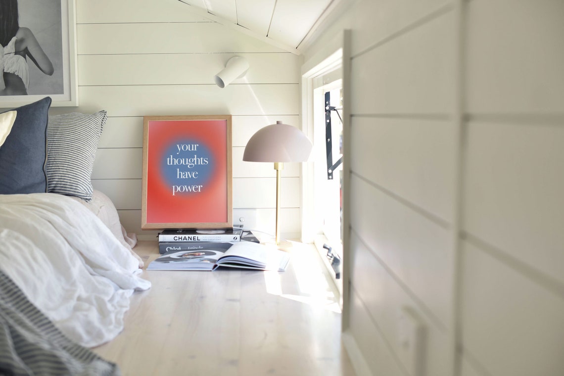 Your Thoughts Have Power Aura Gradient Quote Poster Coral Blue - Image 3