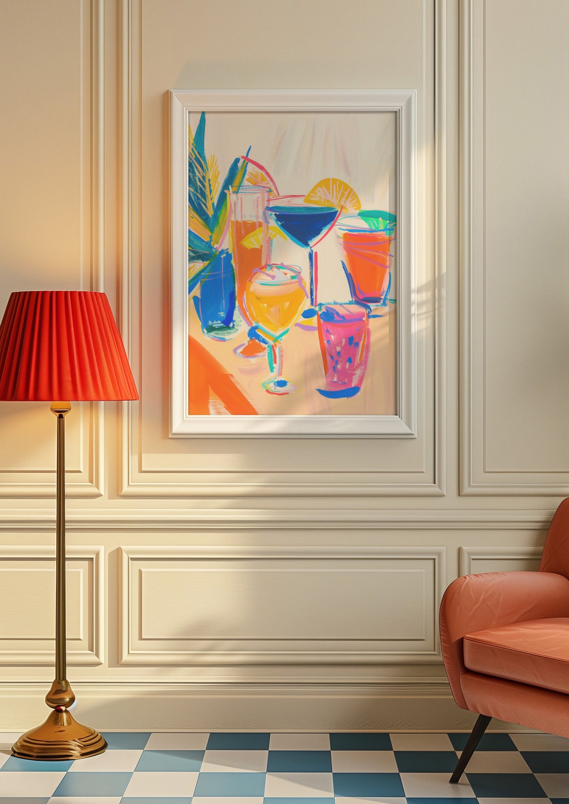 Colorful Cocktail Drinks Tabletop Orange Blue Bar Art Poster - Image 5