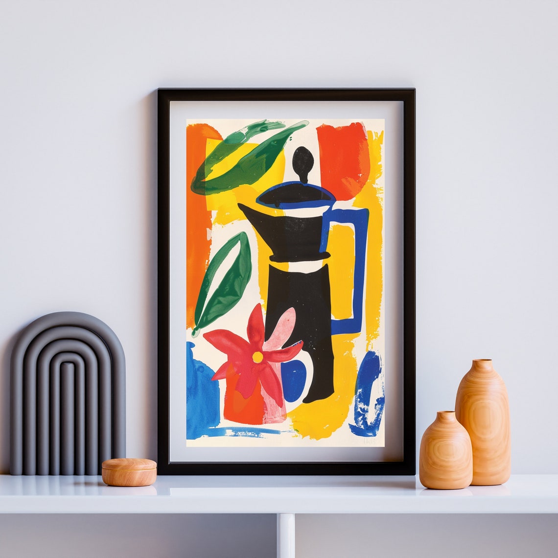 Abstract Matisse Style Still Life Poster With Teapot And Flower - Image 2