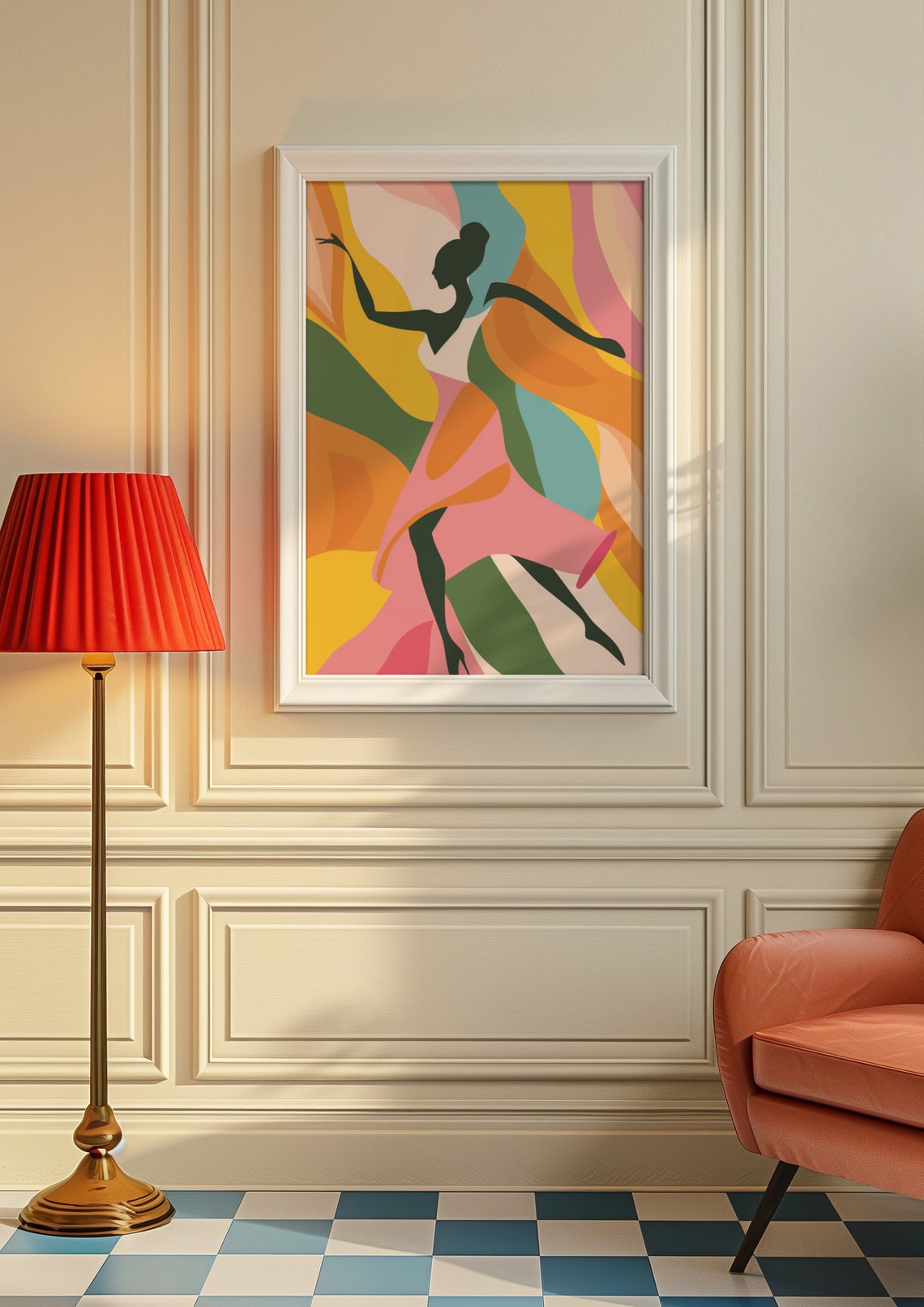 Elegant Abstract Dance Art Print Vibrant Silhouette With Colorful Flowing Background High Resolution Jpg Wall Decor - Image 7