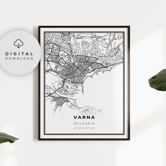 Varna Map Print Bulgaria Art Poster City Street Road Gift Doctor Np601