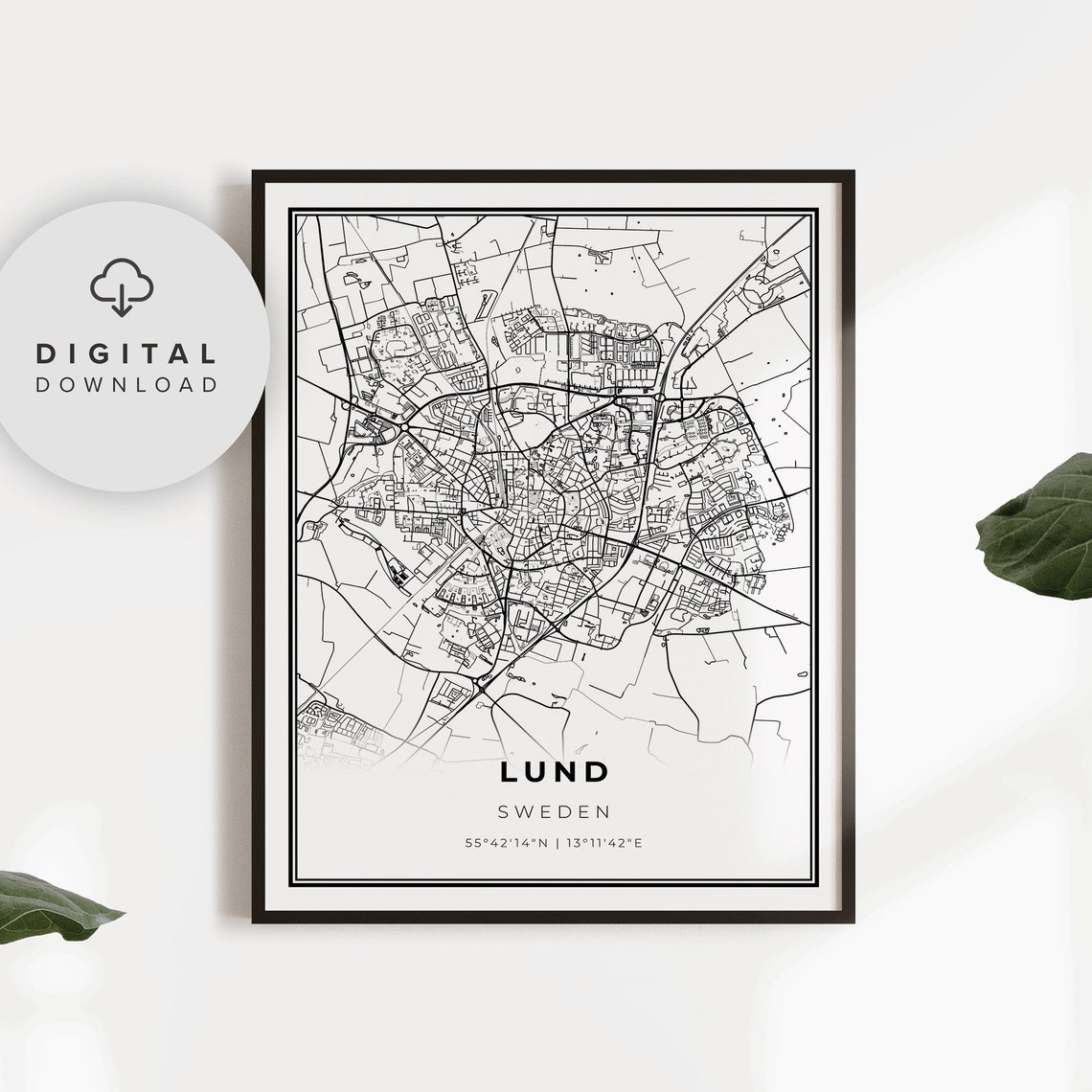 Lund Map Print Sweden Art Poster City Street Road Etsy Gift Parents Np697