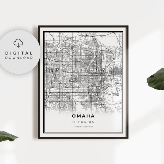 Omaha Map Print Nebraska Ne Usa Art Poster City Street Road Gift Mom Np219