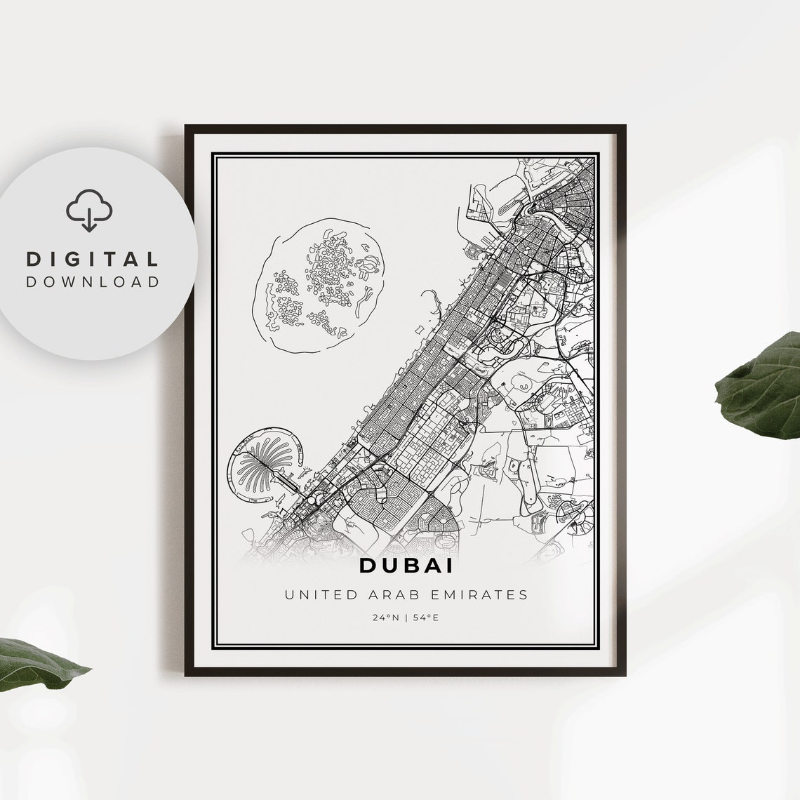 Dubai Map Print United Arab Emirates Art Poster Dubay City Street Road Np712