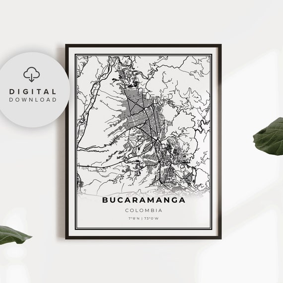 Bucaramanga Map Print Colombia Art Poster City Street Road Gift Under 20 Np707