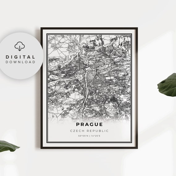 Prague Map Print Czech Republic Praha Czechia City Street Road Art Gift Womens Np710