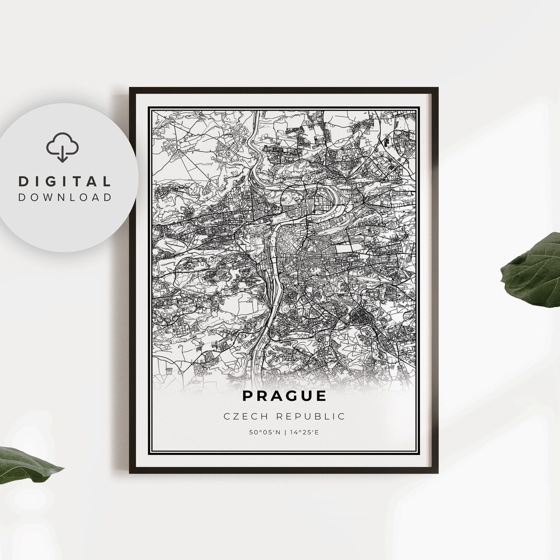 Prague Czech Republic Old Town Street Map Minimalist Art Poster