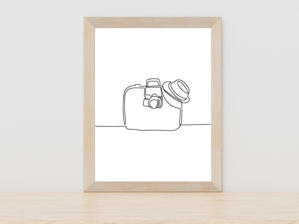 Suitcase Line Art Travel Poster, Boho Getaway Decor
