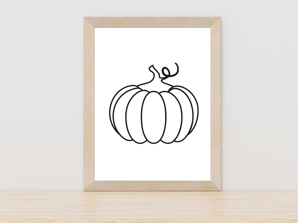 Minimalist Pumpkin Continuous One Line Art Fall Kitchen Poster