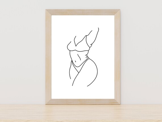Female Torso In Bikini Minimalist Line Art Body Positivity Poster