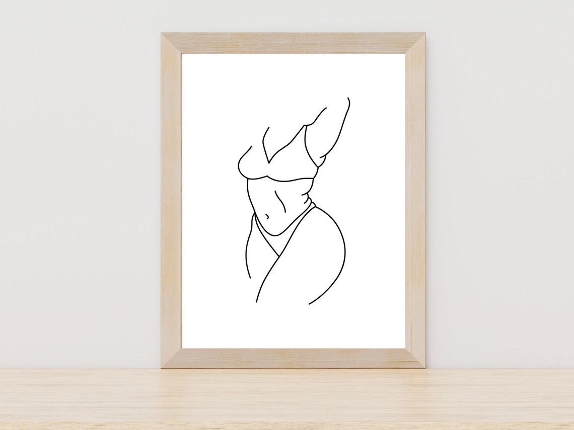 Female Torso In Bikini Minimalist Line Art Body Positivity Poster