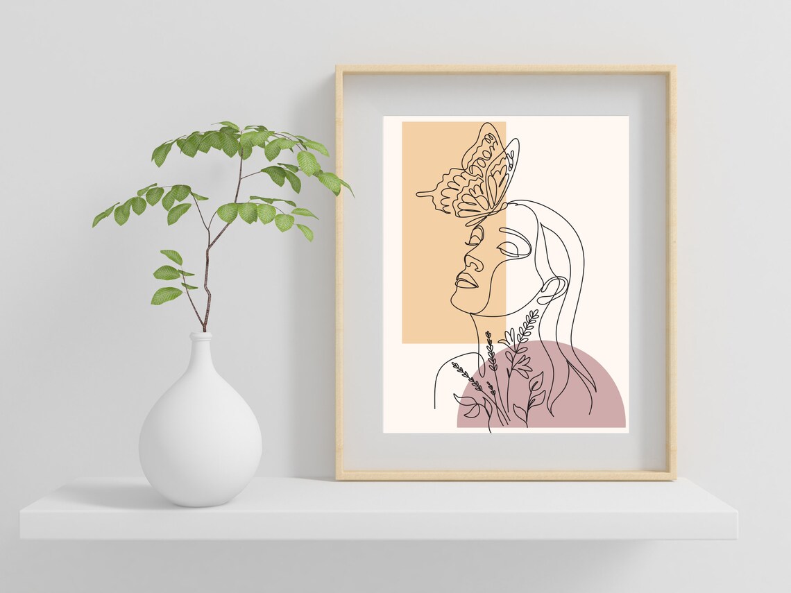 Women Line Art Print Female Figure Line Art Boho Floral Print Abstract Women Body Wall Art Minimal Women Art Print - Image 2