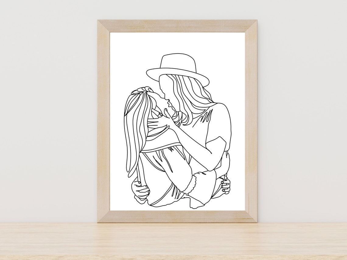 Two Women Kissing One Line Art Pride Love Romance Gift Wall Art