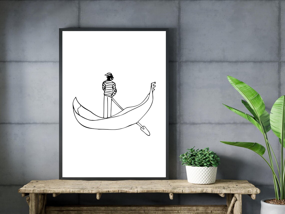 Venetian Gondola Line Art, Travel Poster - Image 3