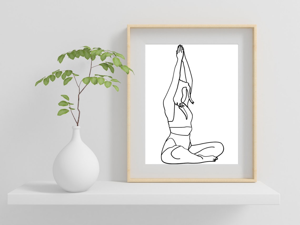 Yoga Line Art Yogi Yoga Poster Yoga Pose Yoga Print Yoga Studio Yoga Wall Decor Yoga Gift Boho Art Print Meditation Wall Decor Yoga - Image 2