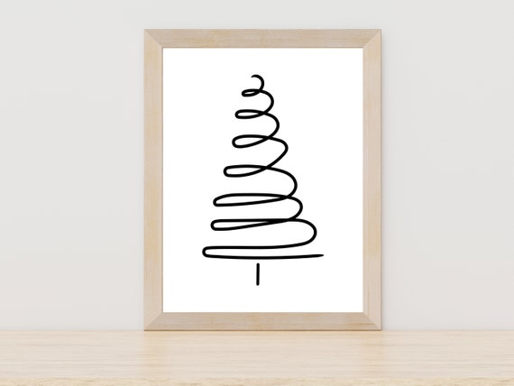 Christmas Tree Line Art Art Print, Minimalist Holiday