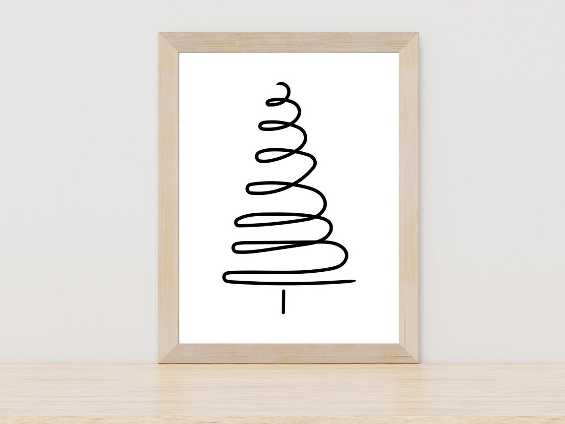 Christmas Tree Line Art Art Print, Minimalist Holiday