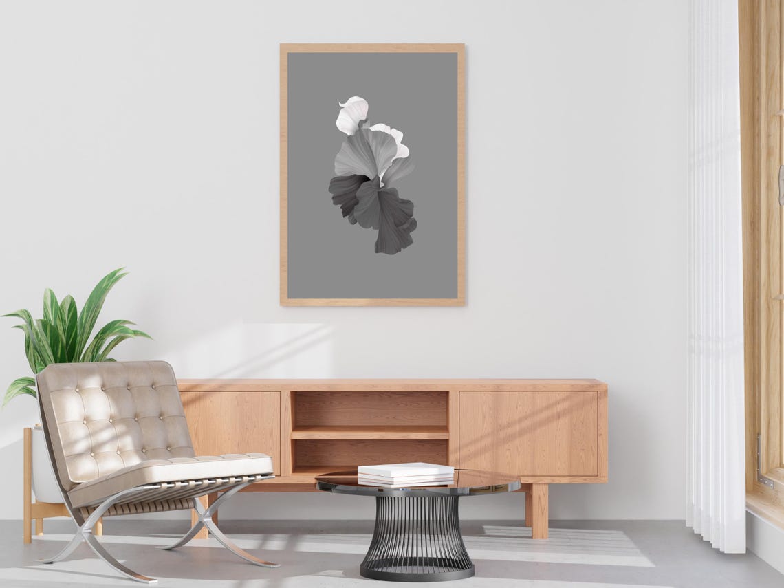 Abstract Grey Petal Shapes Modern Minimalist Neutral Wall Poster - Image 4