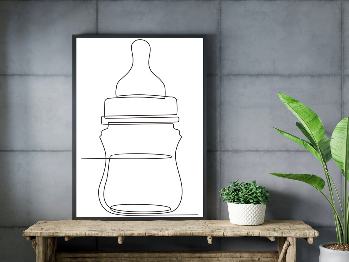 Baby Bottle Line Art Nursery Line Art Nursery Line Drawing Family Line Drawing Mother Baby Line Art Nursery Decor Family Line Art Motherhood - Image 3