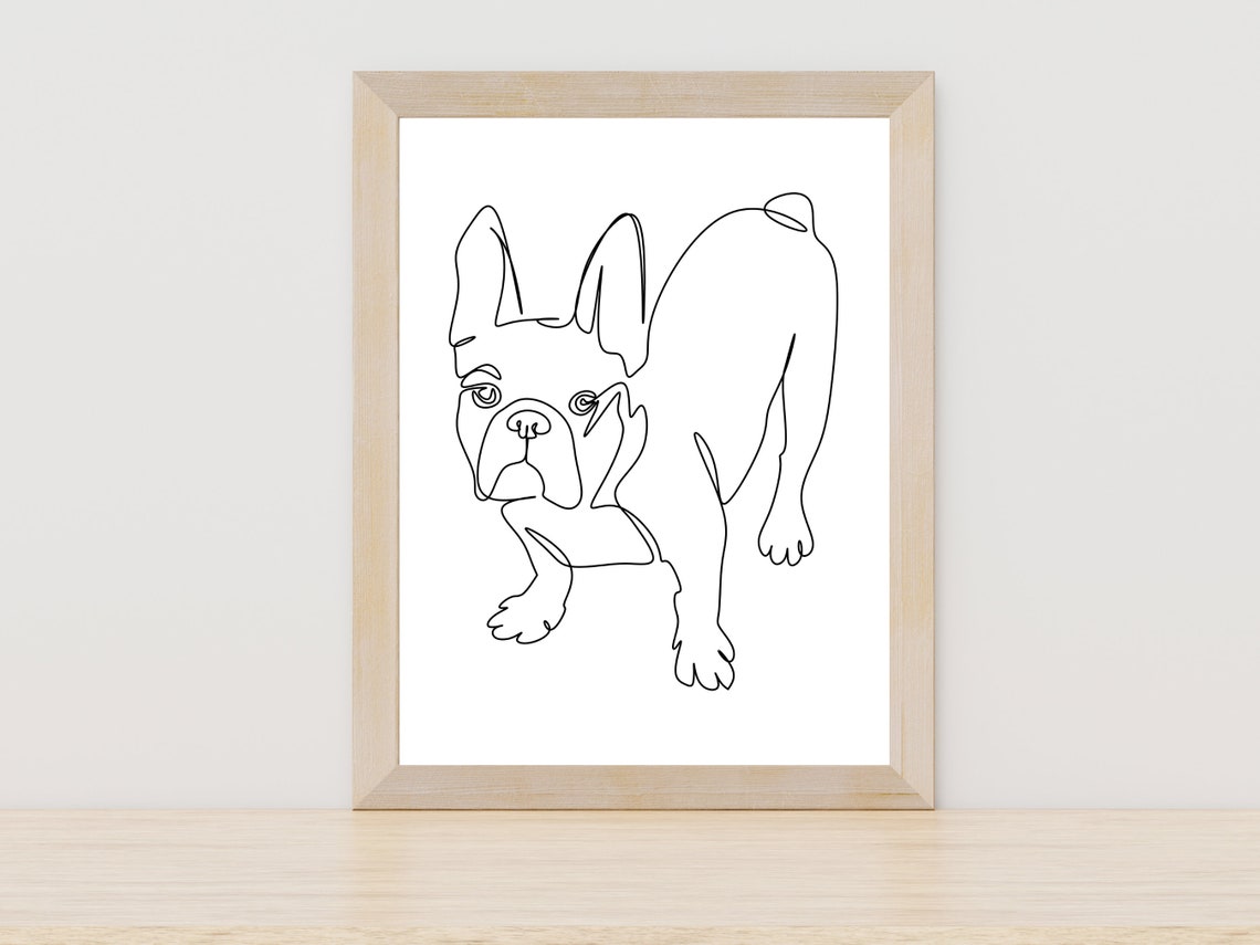 French Bulldog One Line Drawing Minimalist Dog Pet Lover Art Poster