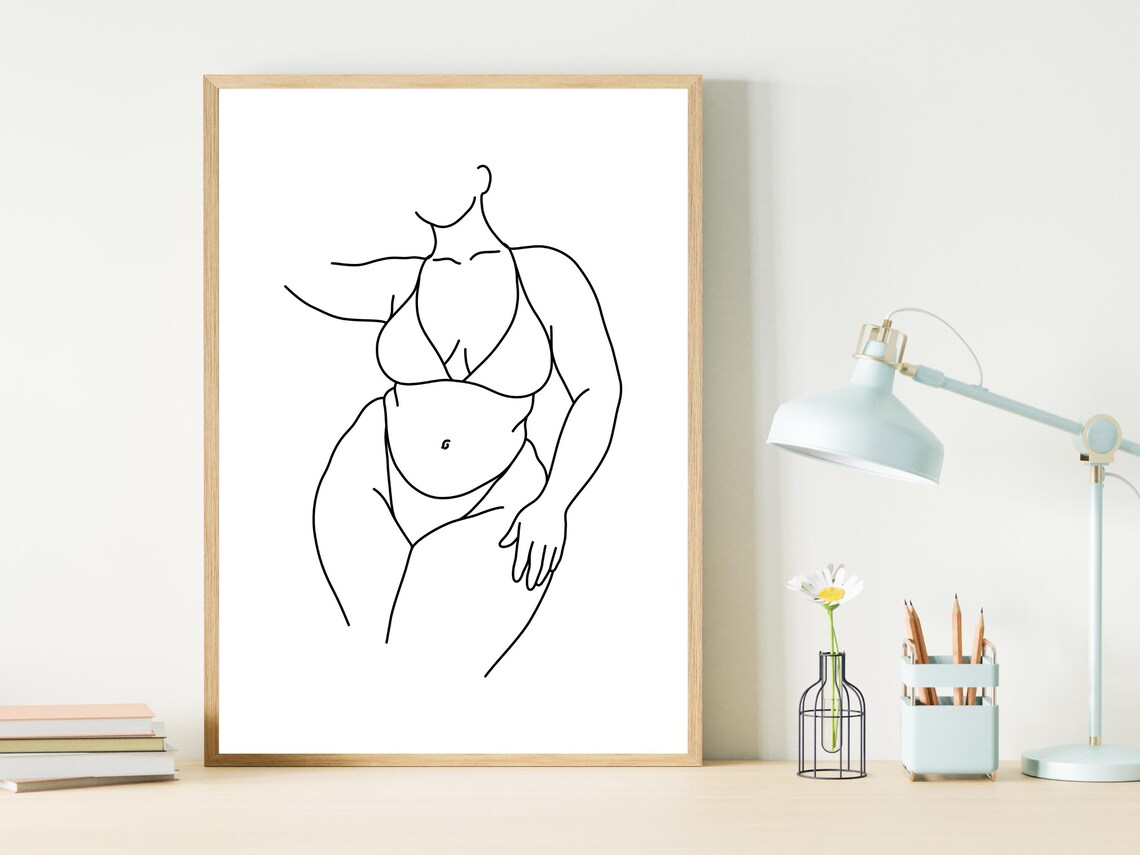 Curvy Woman Body Line Art Body Positive Feminine Decor Poster - Image 3