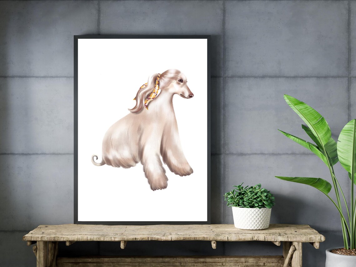 Afghan Hound Watercolor Painting Elegant Dog Portrait Pet Lover Poster - Image 3