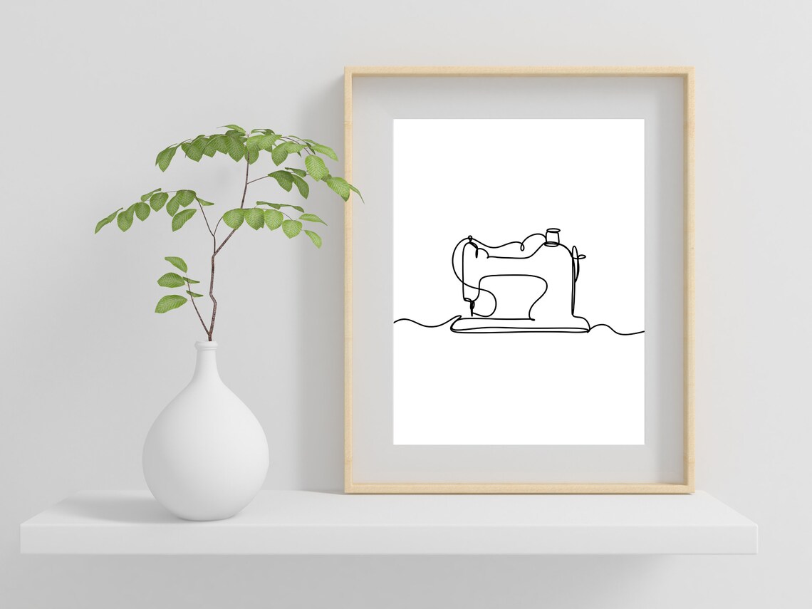 Sewing Machine Line Art, Sewing Poster Print - Image 2