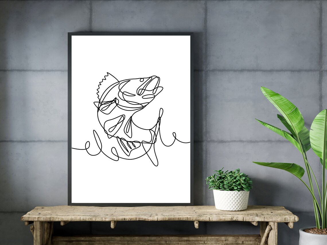 Fish Line Art, Minimal Ocean Wall Art Print - Image 3