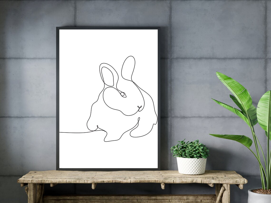 Bunny Line Art Abstract Rabbit Nursery Wall Art - Image 3